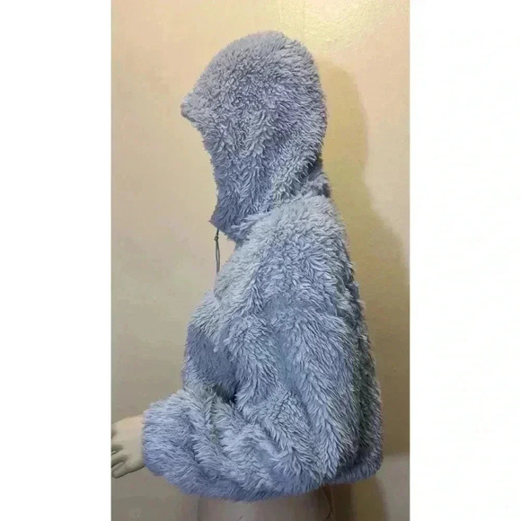 BDG Sherpa Trim Faux Fur Hooded Jacket & Coat in Teal, Small - Picture 5 of 9